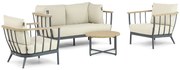 Stoel en Bank Loungeset 4 personen Aluminium/Teak Grijs Apple Bee Condor