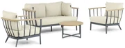 Stoel en Bank Loungeset 4 personen Aluminium/Teak Grijs  Apple Bee Condor