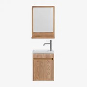 Badmeubelset Hout Met Geïntegreerde Wastafel Narek Ash Brown & Rechthoekig Hout 50x70 Cm Mazure & Geborsteld Grijs ↑20 Cm - Sklum