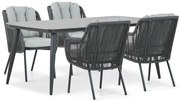 Tuinset 4 personen 180 cm Aluminium/rope Grijs Santika Furniture Santika