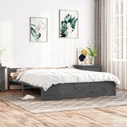 vidaXL Bedframe massief hout grijs 150x200 cm 5FT King Size