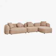 Modulaire Bank Met Chaise Longue Rechts, 3-delig In Chenille Coco Latte Bruin Dikke Chenille - Sklum