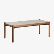 Salontafel In Cement En Acaciahout Gamila Grijs & 110 X 50 Cm - Sklum
