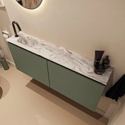 Mondiaz Ture DLux toiletmeubel 120cm army met wastafel glace links met kraangat