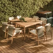 Set Van 150x150 Cm Vierkante Tafel Van Acaciahout En 8 Aderyn Eucalyptushouten Tuinstoelen Met Armleuningen Acacia Bruin - Sklum