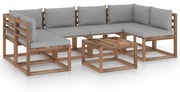 vidaXL 7-delige Loungeset pallet met kussens geïmpregneerd grenenhout