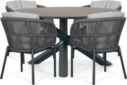 Tuinset Ronde Tuintafel 4 personen 125 cm Rope Grijs Lifestyle Garden Furniture Monaco/Ancona
