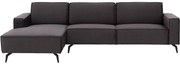 Goossens Hoekbank Hercules antraciet, stof, 2-zits, modern design met chaise longue links