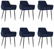 vidaXL Eetkamerstoelen 6 st fluweel blauw