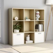 vidaXL Boekenkast 98x30x98 cm spaanplaat wit en sonoma eikenkleurig