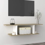 vidaXL Tv-wandmeubel 103x30x26,5 cm wit en sonoma eikenkleurig