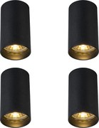 Set van 4 moderne opbouwspots zwart 5,5cm GU10 50mm - Tuba