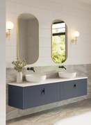 Muebles Ezra badmeubel ribbelfront 200cm marine blauw met wit toppaneel zonder waskom