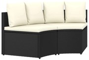 vidaXL 2-delige Loungeset met kussens poly rattan zwart