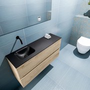 Mondiaz Ada 100cm toiletmeubel washed oak met wastafel urban links zonder kraangat