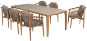 4 Seasons Outdoor Nora tuinset naturel teak met Liam tafel 240 x 100 cm  Tuinset    beige weerbestendig
