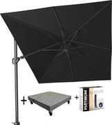 Challenger T2 zweefparasol 350x260 cm antraciet met  parasolvoet 90KG voet en hoes