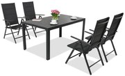 Aluminium tuinmeubelen polywood Verona voor 4 personen zwart