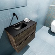 Mondiaz Ada 60cm toiletmeubel dark brown met wastafel urban links zonder kraangat