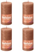 Bolsius Stompkaarsen Shine 4 st rustiek 130x68 mm rustiek roze