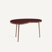 Salontafel in organisch ontwerp, van staal en gehard glazen blad, GALO