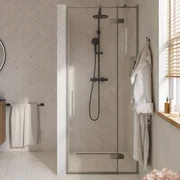Saqu Gerento draaideur met vast paneel rechts incl. antikalk 90x210cm mat zwart