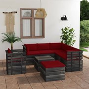 vidaXL 8-delige Loungeset met kussens pallet massief grenenhout