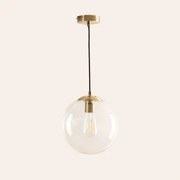 Hanglamp Van Metaal Met Glazen Bol Boyi Goud - Sklum