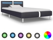 vidaXL Bedframe met LED kunstleer zwart 90x200 cm