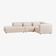 4-delige Modulaire Hoekbank Met Linker Divan Fogler Teddystof Crème Beige - Sklum