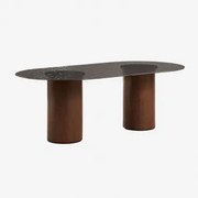 Ovalen Eettafel 220x110 Cm Van Gehard Glas En Mdf Asgri Donker Asbruin - Sklum