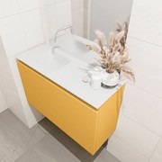 Mondiaz Olan 80cm toiletmeubel ocher met wastafel talc links geen kraangat