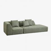 Cardea 2-delige Modulaire Hoekbank Met Gestoffeerde Chaise Longue Rechts Bouclé Groen – Salie - Sklum