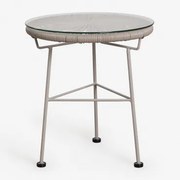 Ronde Bijzettafel Ø45 Cm In Staal En Synthetisch Riet Acapulco Moka Bruin - Sklum