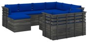 vidaXL 10-delige Loungeset met kussens pallet massief grenenhout