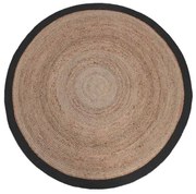 LABEL51 Vloerkleed rond 180 cm jute zwart