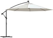 vidaXL Zweefparasol met LED-verlichting en metalen paal 350 cm zand