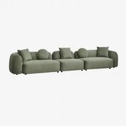 Modulaire 3-delige Bank In Chenille Coco Chenille Sage Green - Sklum