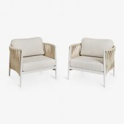2-pack Fauteuils In Aluminium En Bouclé Stof Sereilen Bouclé Natuurlijke Kleuren - Sklum