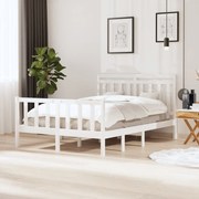 vidaXL Bedframe massief hout wit 135x190 cm 4FT6 Double