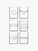 Handgemaakte waterglazen Deco' Clear van borosilicaatglas, 6-delig