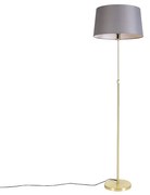 Vloerlamp goud/messing met linnen kap grijs 45 cm - Parte Landelijk / Rustiek E27 cilinder / rond rond Binnenverlichting Lamp