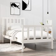 vidaXL Bedframe massief hout wit 75x190 cm 2FT6 Small Single