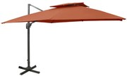 vidaXL Zweefparasol met dubbel dak 300x300 cm terracottakleurig