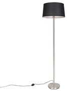 Moderne vloerlamp staal met zwarte kap 45 cm - Simplo