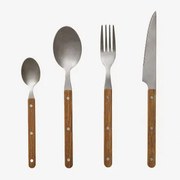 16-delige Tirvola Bestekset Van Roestvrij Staal Bruin – Kastanje Hout - Sklum