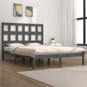 vidaXL Bedframe massief grenenhout grijs 135x190 cm 4FT6 Double