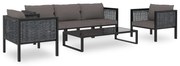 vidaXL 6-delige Loungeset met kussens poly rattan antraciet