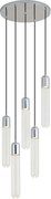 Design hanglamp chroom met ribbelglas 5-lichts - Walcott