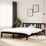 vidaXL Bedframe massief hout zwart 150x200 cm 5FT King Size